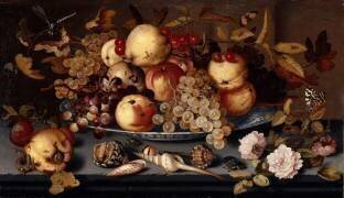 Nature morte de fruits, fleurs, coquillages et insectes (Balthasar van der Ast) - Muzeo.com