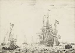 Navires néerlandais près de la côte (Willem van de Velde le Vieux) - Muzeo.com