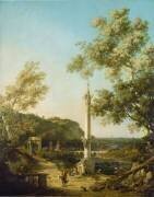 Paysage anglais Capriccio avec une colonne (Canaletto) - Muzeo.com