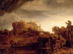 Paysage au château (Rembrandt) - Muzeo.com