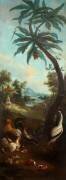 Paysage avec poules et coqs, cochons d'Inde, avocette (Christophe Huet) - Muzeo.com