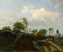 Paysage avec une famille de paysans devant un oratoire (Jan van der Heyden) - Muzeo.com