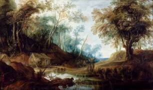 Paysage boisé à la mare (Pieter Snayers) - Muzeo.com