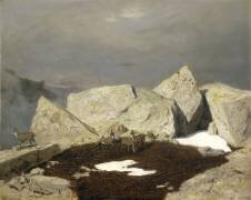 Paysage de haute montagne avec des chamois (Arnold Böcklin) - Muzeo.com