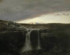 Paysage de montagne avec chute d'eau (Arnold Böcklin) - Muzeo.com