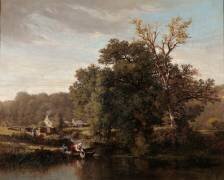 Paysage de rivière avec lavandières (Jules Achille Noël) - Muzeo.com