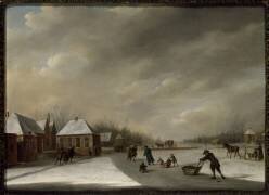 Paysage d'hiver avec des patineurs (Johannes Janson) - Muzeo.com