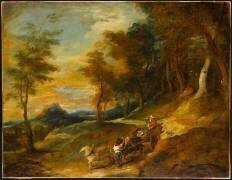 Paysage à la charrette (Jean-François de Troy) - Muzeo.com
