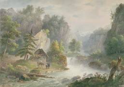 Paysage montagneux avec un torrent (Christian Brune) - Muzeo.com