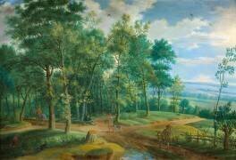 Personnages à l'orée d'un bois (Isaack van Oosten) - Muzeo.com