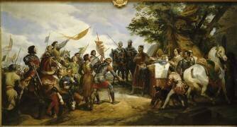 Philippe-Auguste à la bataille de Bouvines, le 27 juillet 1214 (Horace Vernet) - Muzeo.com