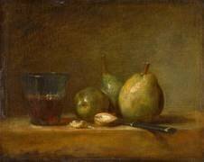 Poires, noix et verre de vin (Jean Siméon Chardin) - Muzeo.com