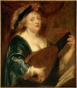 Portrait de femme jouant du luth (Jan van den Hoecke) - Muzeo.com