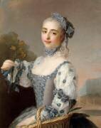 Portrait d'une danseuse ou d'une actrice tenant un bouquet de fleurs (anonyme) - Muzeo.com