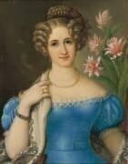 Portrait d'une Jeune Femme avec une Robe Bleue (Jozef Ginovský) - Muzeo.com