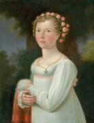 Portrait d'une Jeune Fille en blanc (anonyme) - Muzeo.com