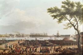 Première vue de Toulon, vue du pont-neuf prise à l'angle du parc d'artillerie (Joseph Vernet) - Muzeo.com