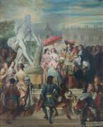 Puget présentant sa statue de Milon de Crotone à Louis XIV, dans les jardins de Versailles (Eugène Devéria) - Muzeo.com