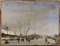 Rivière gelée avec patineurs et joueurs de hoquet (Adriaen van de Velde) - Muzeo.com