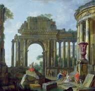 Ruines romaines avec le Belisarius aveugle (Giovanni Paolo Pannini) - Muzeo.com