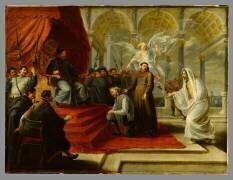 Saint Antoine de Padoue sortant du tombeau pour disculper son père accusé d'assassinat (Willem van Herp l'Ancien) - Muzeo.com