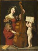 Sainte Cécile avec un ange tenant une partition musicale (Le Dominiquin) - Muzeo.com