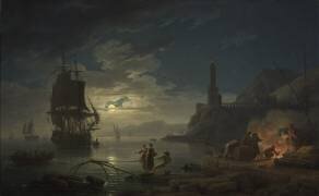 Scène côtière au clair de lune (Joseph Vernet) - Muzeo.com