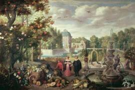 Scène de jardin avec fontaine (Jan van Kessel) - Muzeo.com