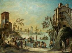 Scène de port (soldats dans un port) (Francesco Simonini) - Muzeo.com
