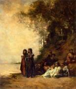 Souvenir d'Ezneh (Haute Egypte), dit aussi Femmes égyptiennnes au bord du Nil (Eugène Fromentin) - Muzeo.com