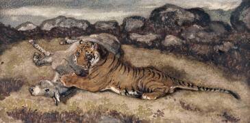 Tigre dévorant un onagre (Antoine-Louis Barye) - Muzeo.com