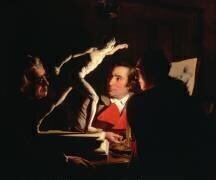 Trois personnes regardant le Gladiateur à la lumière des bougies (Joseph Wright of Derby) - Muzeo.com