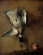 Un Canard col-vert attaché à la muraille et une bigarade (Jean Siméon Chardin) - Muzeo.com