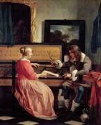 Un homme et une femme assis près d'un Virginal (Gabriel Metsu) - Muzeo.com