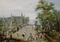 Un jeu de paume devant un palais de campagne (Adriaen Pietersz van de Venne) - Muzeo.com