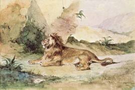 Un lion dans le désert (Eugène Delacroix) - Muzeo.com