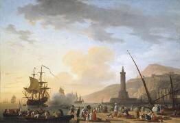 Un port maritime au coucher du soleil (Joseph Vernet) - Muzeo.com