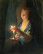 Une dame tenant une bougie (Godfried Schalcken) - Muzeo.com