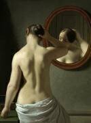 Une femme nue se coiffant devant un miroir (Christoffer Wilhelm Eckersberg) - Muzeo.com