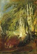 Une forêt de hêtres avec des gitans assis autour d'un feu de camp (Joseph Mallord William Turner) - Muzeo.com