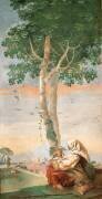 Une vieille paysanne sous un arbre avec un panier d'oeufs (Giandomenico Tiepolo) - Muzeo.com