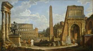 Une vue de Capriccio sur des ruines romaines (Giovanni Paolo Pannini) - Muzeo.com
