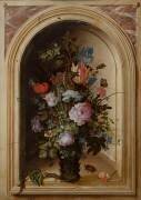 Vase de fleurs dans une niche en pierre (Roelandt Savery) - Muzeo.com