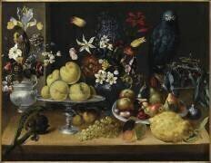 Vase à fruits et fleurs et un perroquet (Fede Galizia) - Muzeo.com
