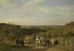 Vendanges sur les bords de la Seine,à Suresnes (Constant Troyon) - Muzeo.com