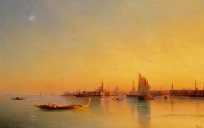 Venise depuis la lagune au coucher du soleil (Ivan Aivazovsky) - Muzeo.com