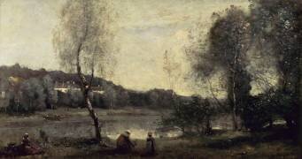 Ville d'Avray, l'étang au bouleau devant les Villas (Jean-Baptiste Camille Corot) - Muzeo.com