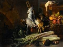Volaille, gibier, légumes et fruits dans une cuisine (Alexandre-François Desportes) - Muzeo.com