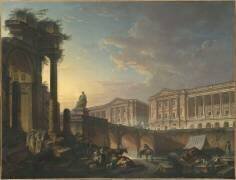 Vue de fantaisie du garde-meuble de Paris (Pierre-Antoine Demachy) - Muzeo.com