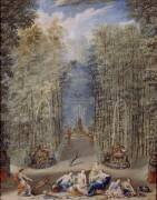 Vue de l'entrée du Labyrinthe dans un jardin de Versailles (Jean Cotelle le Jeune) - Muzeo.com